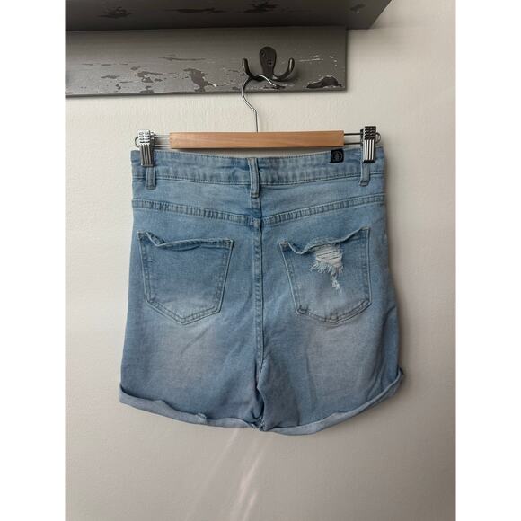 Distressed High Waist 
Elite Jeans Juniors Denim Shorts - Picture 2 of 4